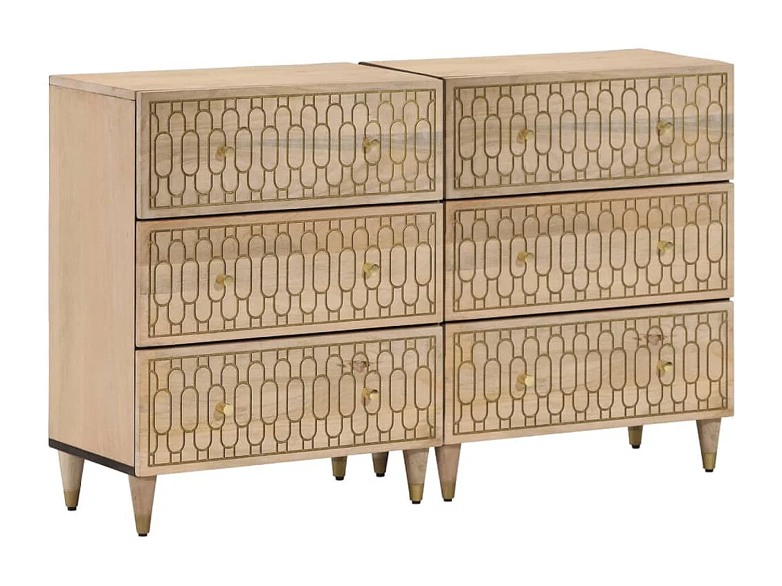 Armoires latérales 2 pcs 60x33x75 cm bois massif de manguier FR60581