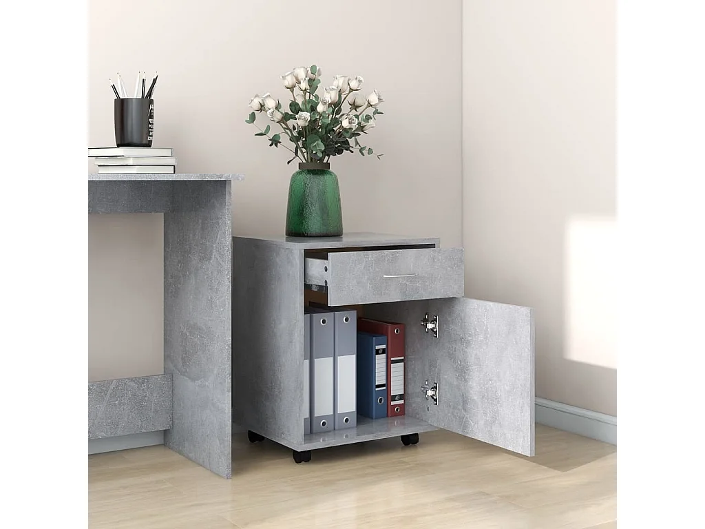 Armoire à roulettes Gris béton 45x38x54 cm Bois d’ingénierie FR55664