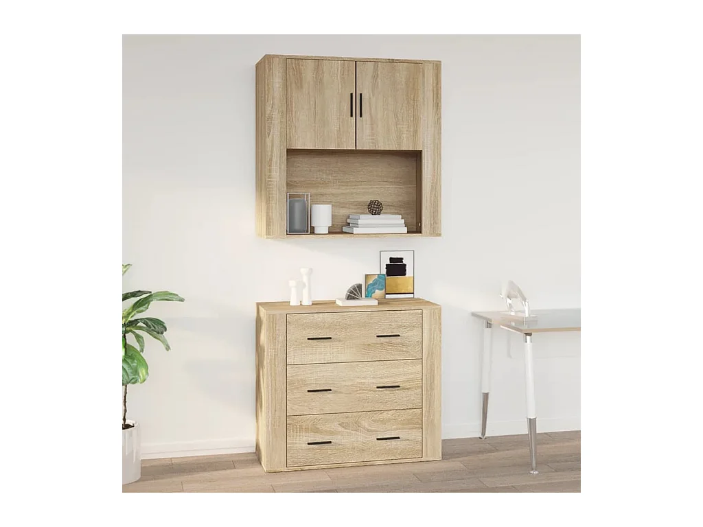 Armoire murale Chêne sonoma 80x33x80 cm Bois d'ingénierie FR98543