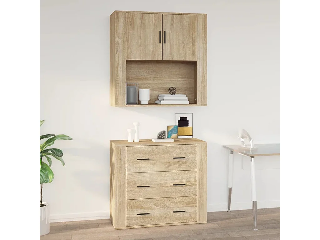 Armoire murale Chêne sonoma 80x33x80 cm Bois d'ingénierie FR98543
