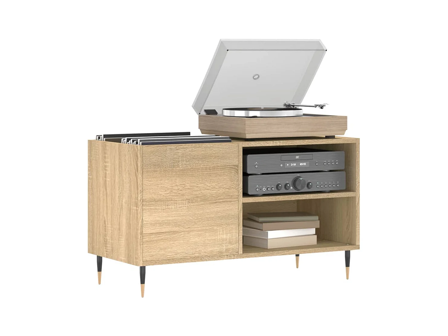 Platenkast 85x38x48 cm bewerkt hout sonoma eikenkleurig BE814804