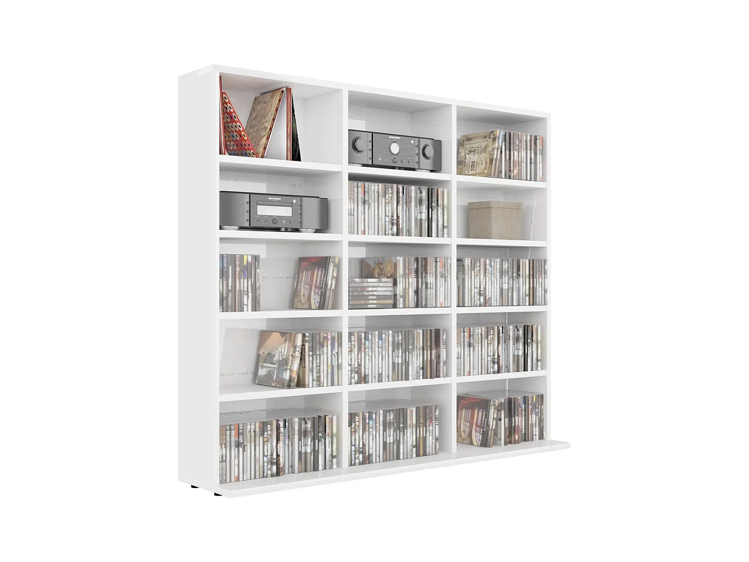 Armoire à CD Blanc brillant 102x23x89,5 cm Bois d’ingénierie FR76752