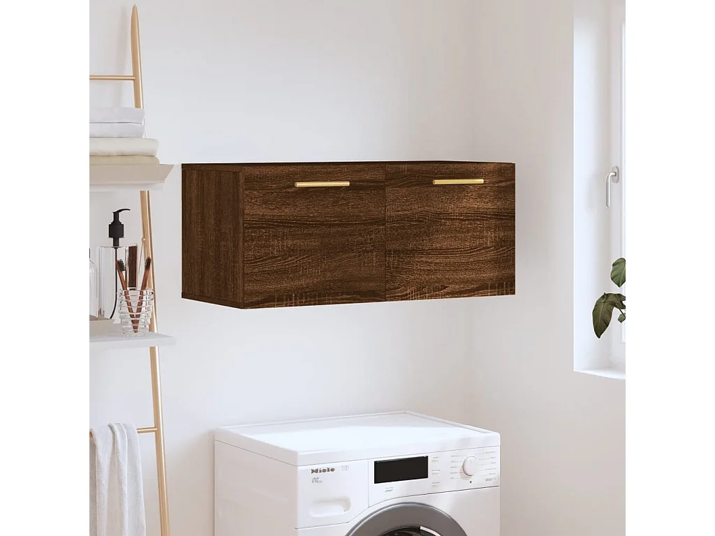 Wandkast 80x36,5x35 cm bewerkt hout bruin eikenkleur BE723389