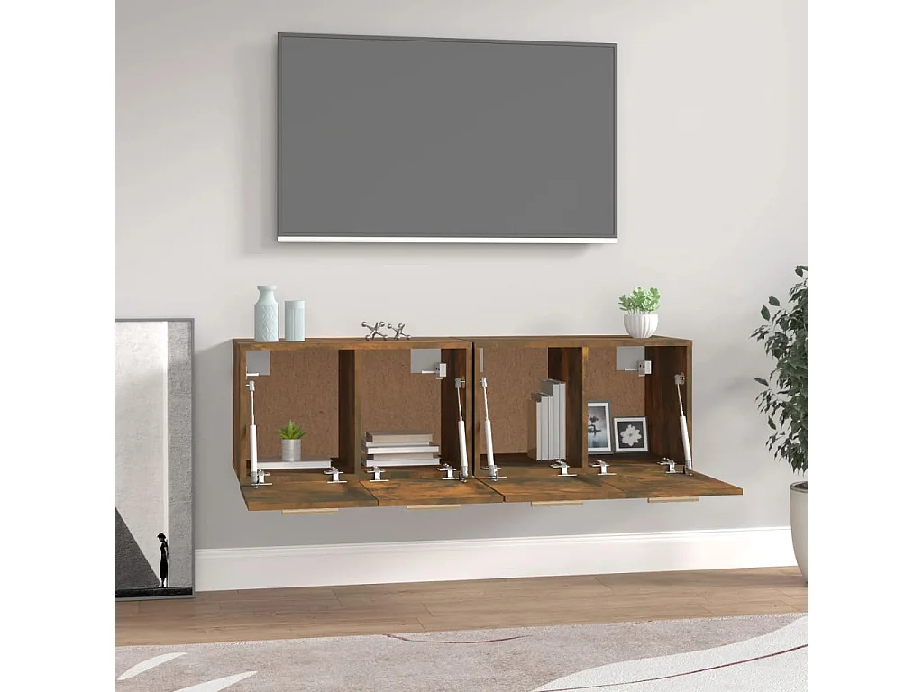 Armoires murales 2pcs Chêne fumé 60x36,5x35cm Bois d'ingénierie FR20144