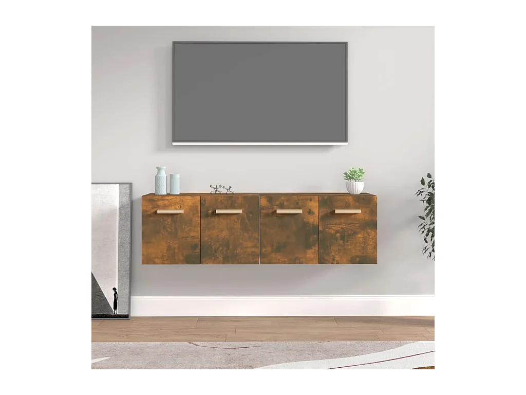 Wandkasten 2 st 60x36,5x35 cm bewerkt hout gerookt eikenkleurig BE175583