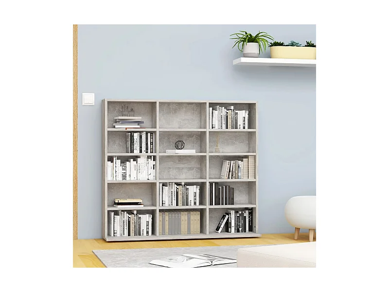 Armoire à CD Gris béton 102x23x89,5 cm Bois d’ingénierie FR84269