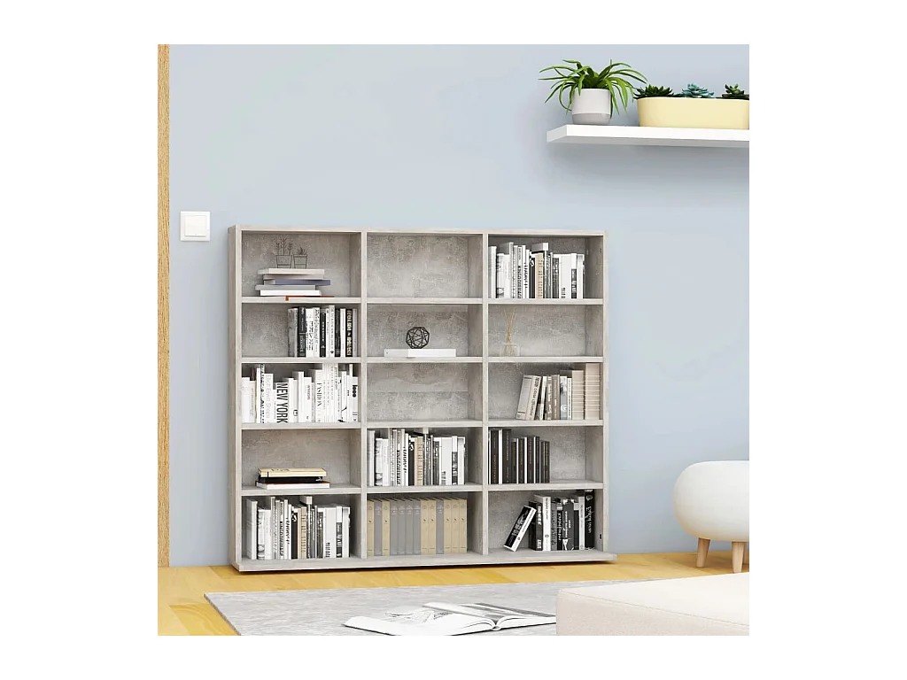 Estantería para CD contrachapada gris hormigón 102x23x89,5 cm ES812833