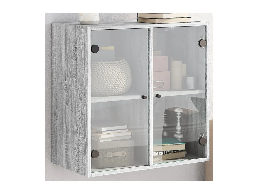 Armoire murale avec portes en verre sonoma gris 68x37x68,5 cm FR81968