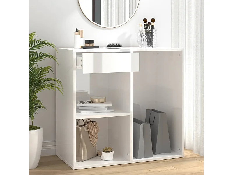 Armário de cosmética 80x40x75 cm madeira branco brilhante PT468357