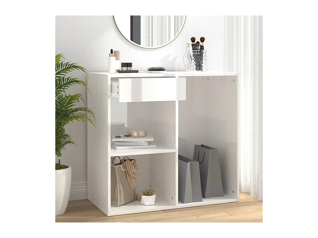 Armoire cosmétique Blanc brillant 80x40x75 cm Bois d'ingénierie FR64408