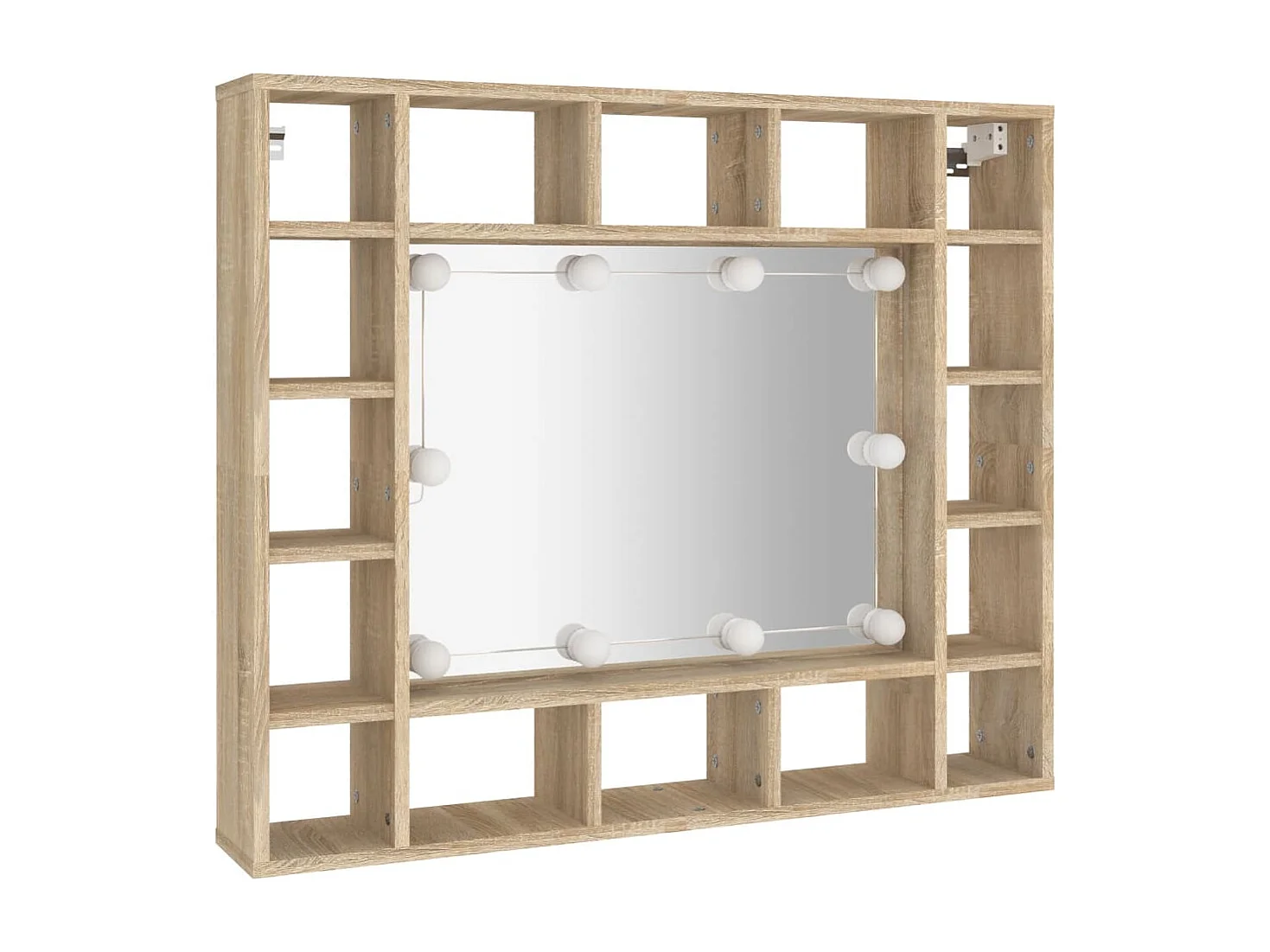 Spiegelkast met LED-verlichting 91x15x76,5 cm sonoma eikenkleur BE234972