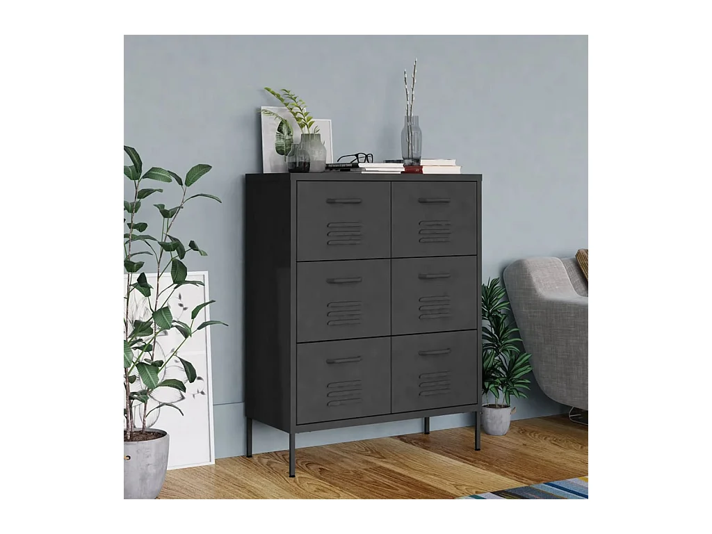 Armoire à tiroirs Anthracite 80x35x101,5 cm Acier FR72447