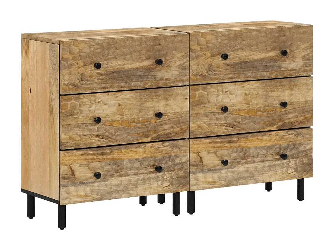 Bijzetkasten 2 st 60x33x75 cm massief mangohout BE236824