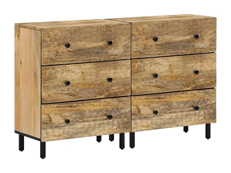 Bijzetkasten 2 st 60x33x75 cm massief mangohout BE236824