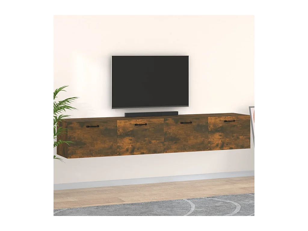 Wandkasten 2 st 100x36,5x35cm bewerkt hout gerookt eikenkleurig BE338347