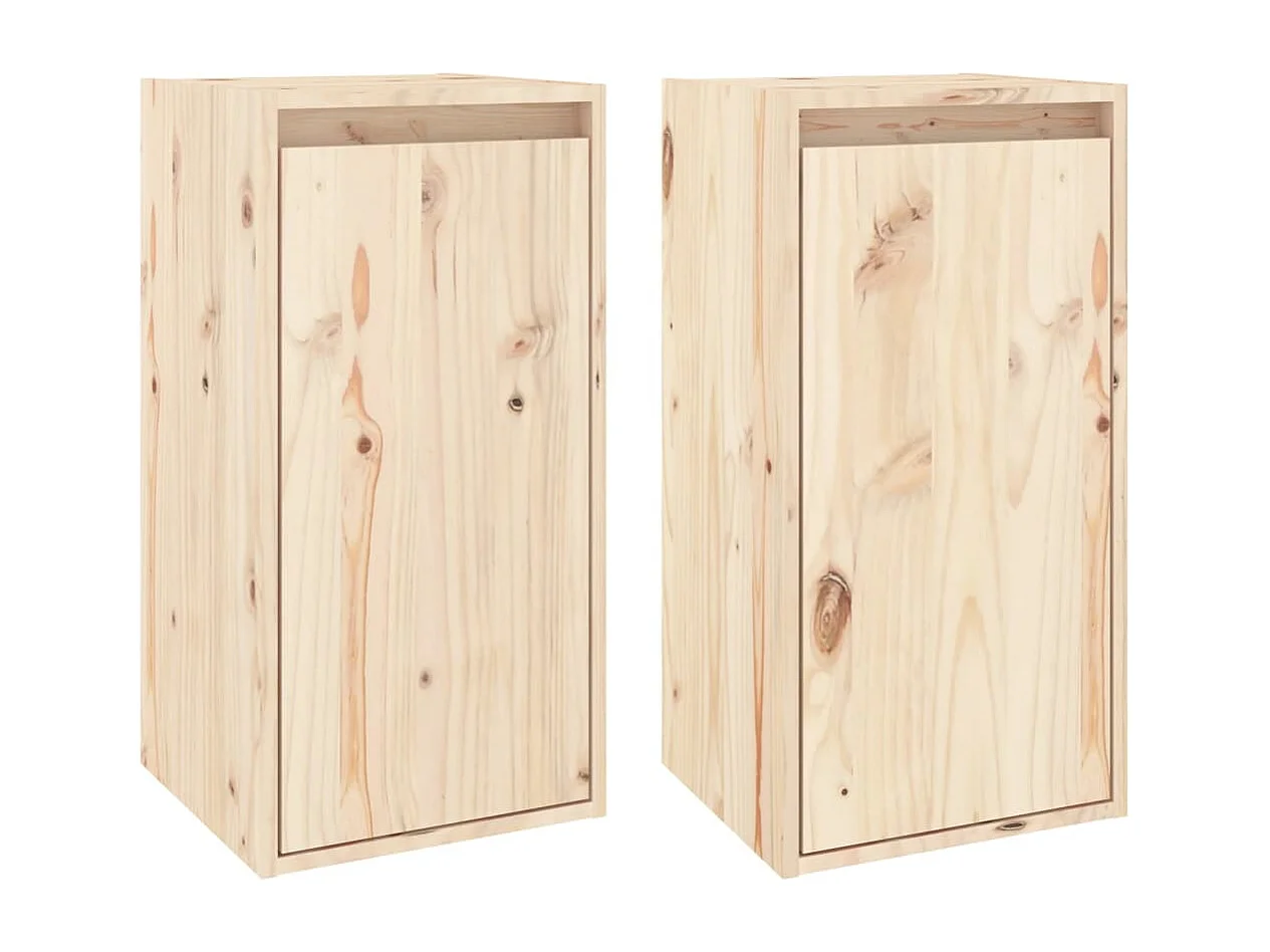Armario de pared 2 uds madera maciza de pino 30x30x60 cm ES331324