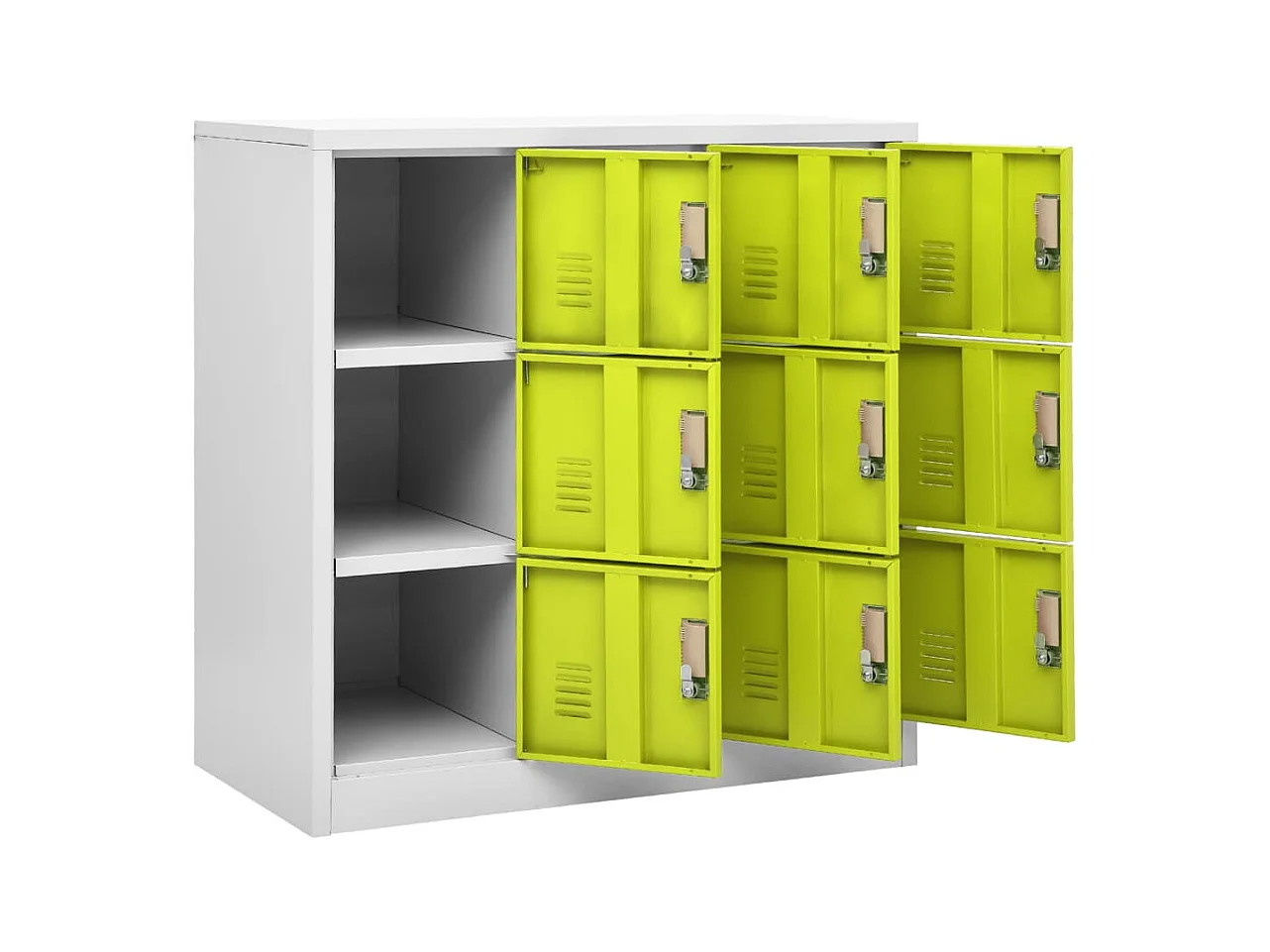 Armario taquilla de acero gris claro y verde 90x45x92,5 cm ES541931