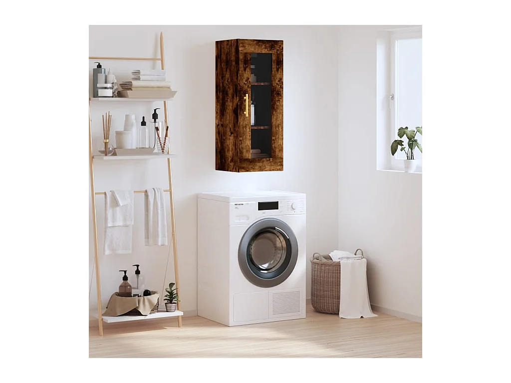 Armario de pared roble ahumado 34,5x34x90 cm ES783813