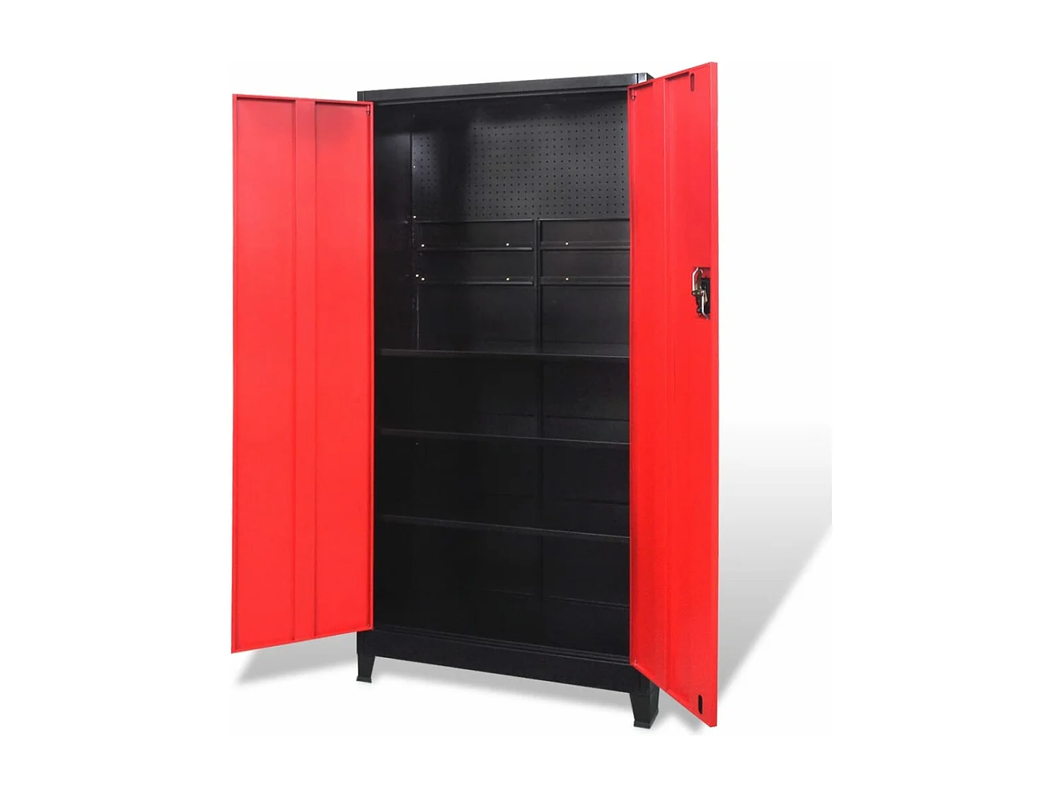 Armoire à outils avec 2 portes Acier 90x40x180 cm Noir et rouge FR73212