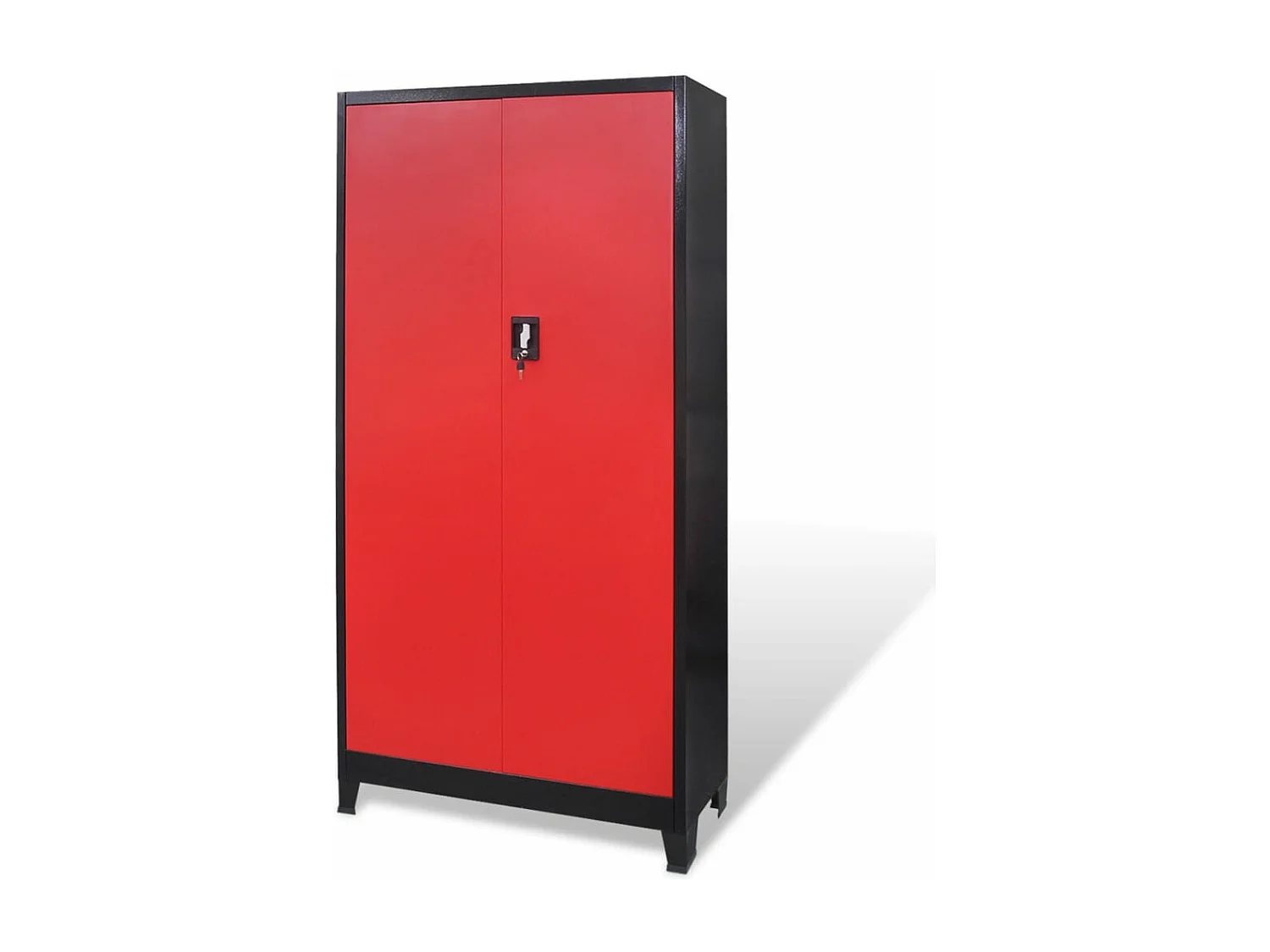 Armoire à outils avec 2 portes Acier 90x40x180 cm Noir et rouge FR73212