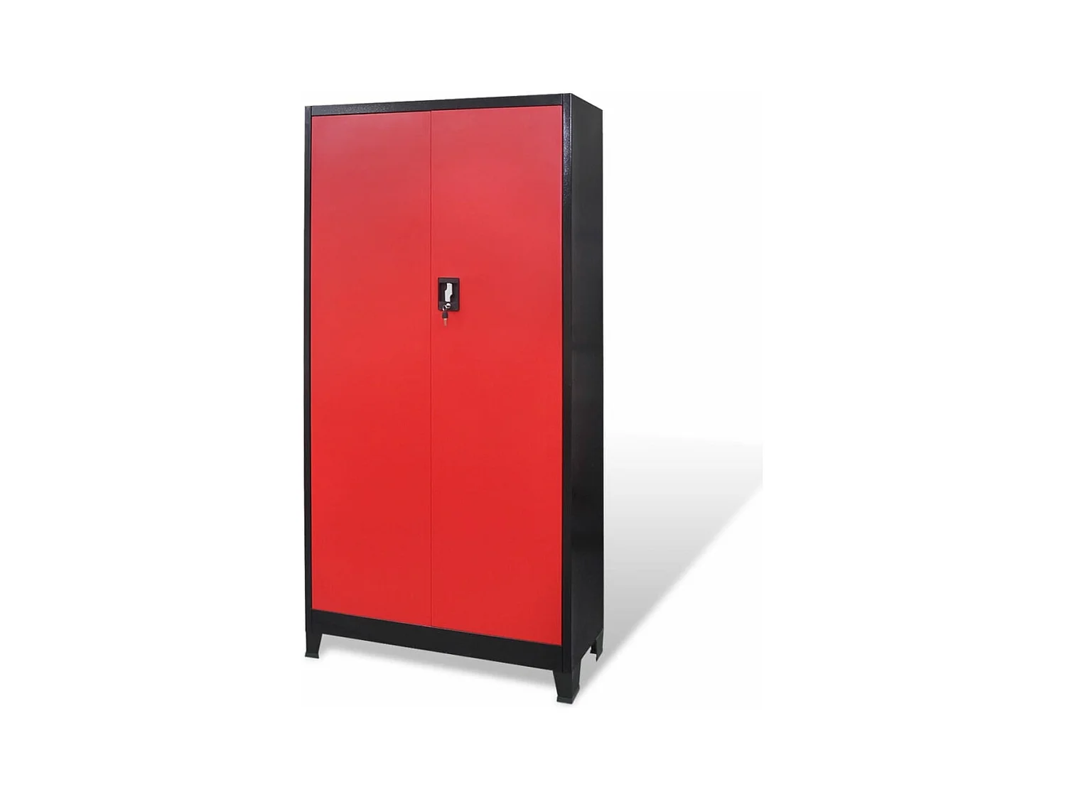 Armario de herramientas 2 puertas acero negro/rojo 90x40x180 cm ES840118