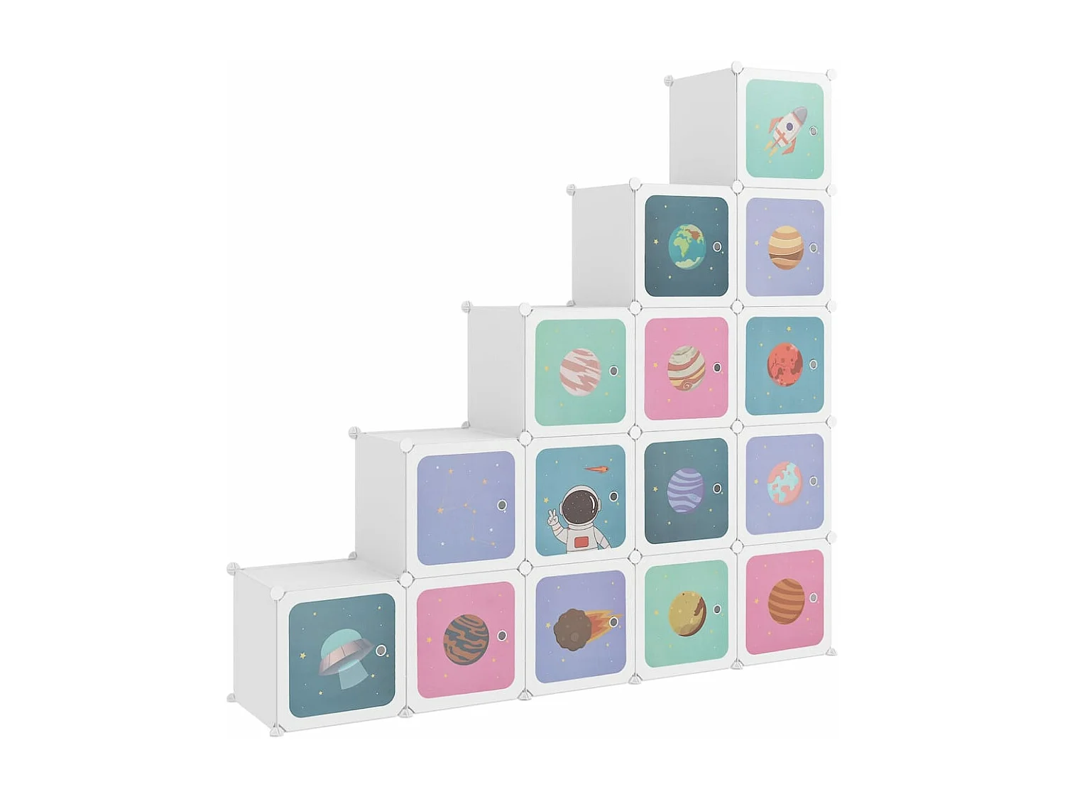 Armário de arrumação infantil com 15 cubos PP branco PT417857