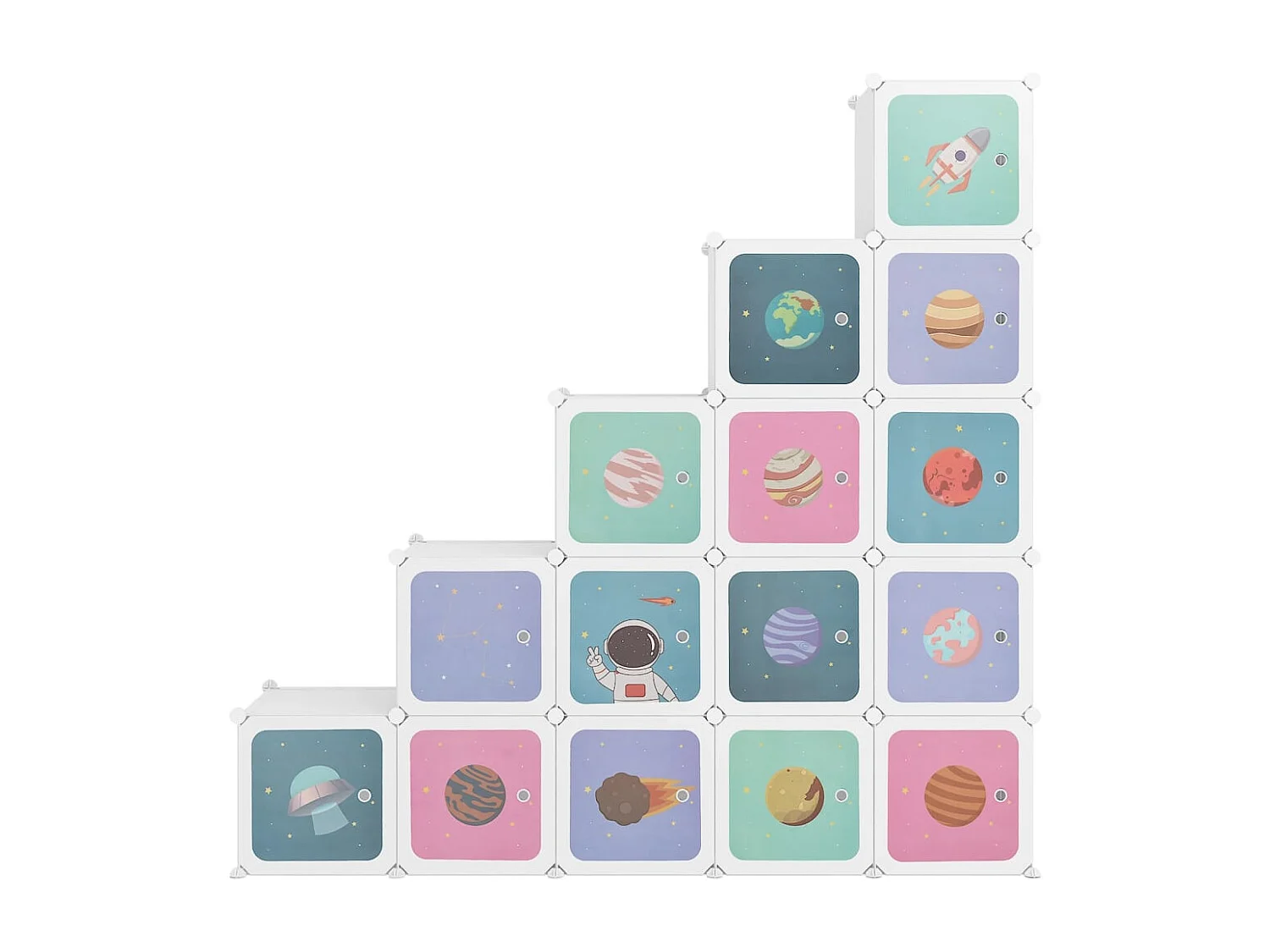 Armário de arrumação infantil com 15 cubos PP branco PT417857