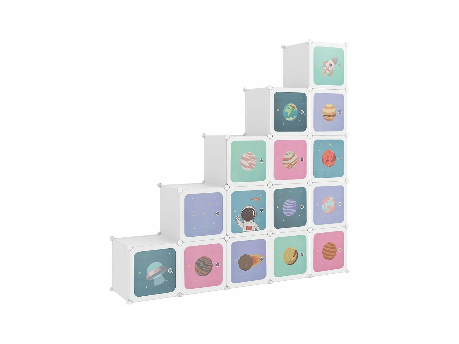 Kinderopbergmeubel met 15 vakken polypropeen wit BE166821