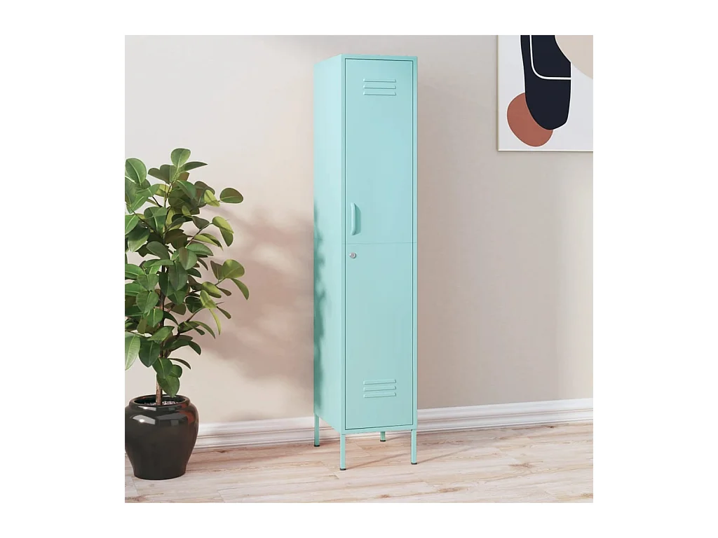 Armario taquilla de acero verde menta 35x46x180 cm ES144598
