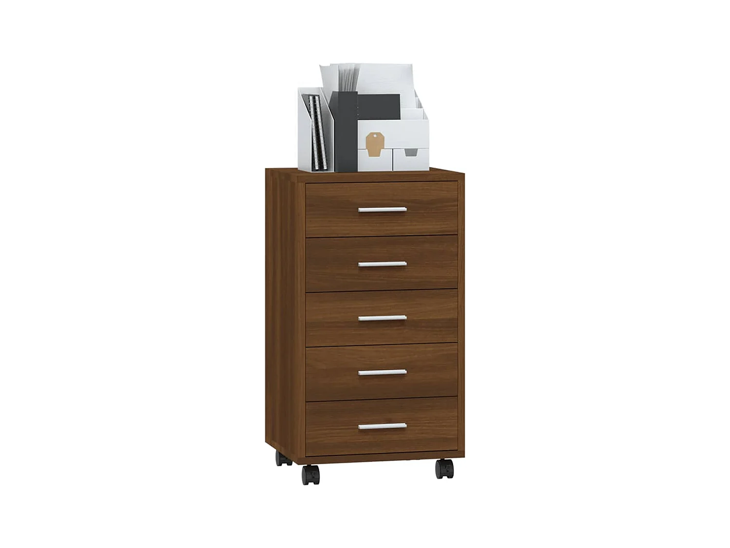 Armoire à tiroirs avec roulettes Chêne marron Bois d'ingénierie FR73323