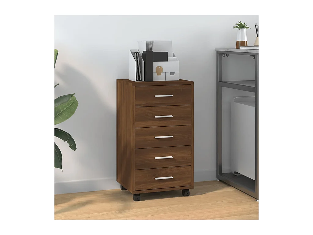 Móvel c/ gavetas e rodas derivados de madeira carvalho castanho PT612355