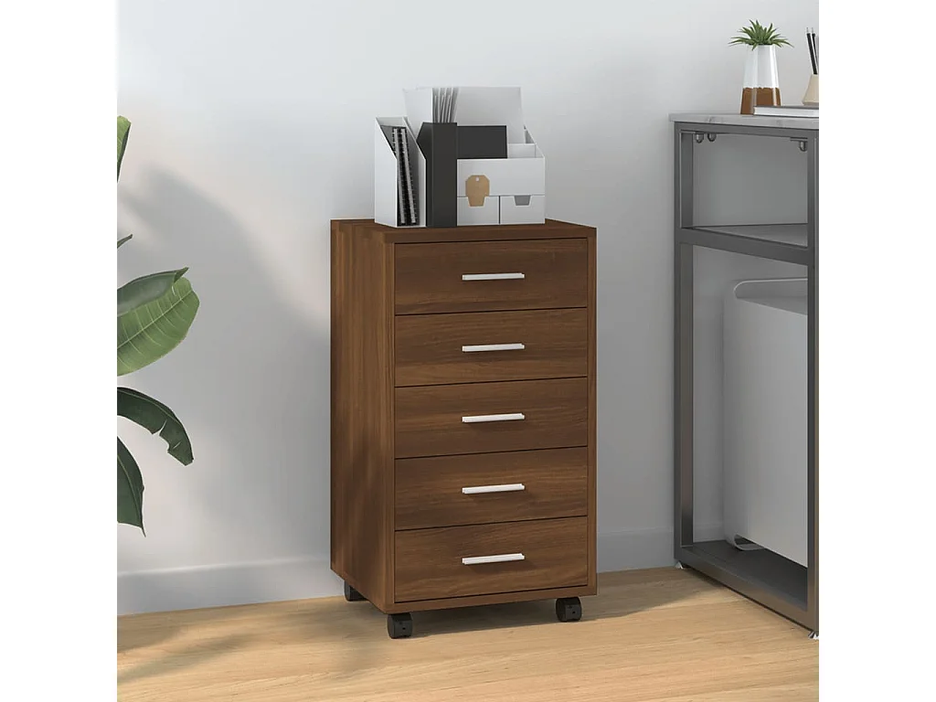 Armoire à tiroirs avec roulettes Chêne marron Bois d'ingénierie FR73323