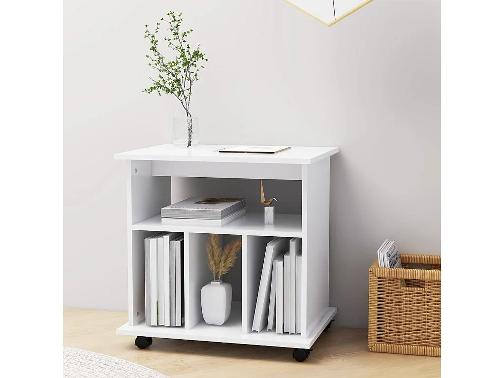 Armoire à roulettes Blanc 60x45x60 cm Bois d’ingénierie FR20054