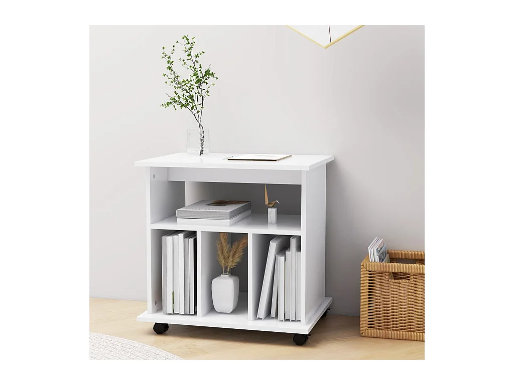 Armoire à roulettes Blanc 60x45x60 cm Bois d’ingénierie FR20054