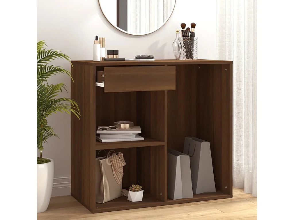Armario de maquillaje madera color roble marrón 80x40x75 cm ES290266