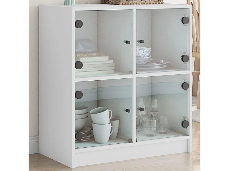Armoire latérale avec portes en verre blanc 68x37x75,5 cm FR63438