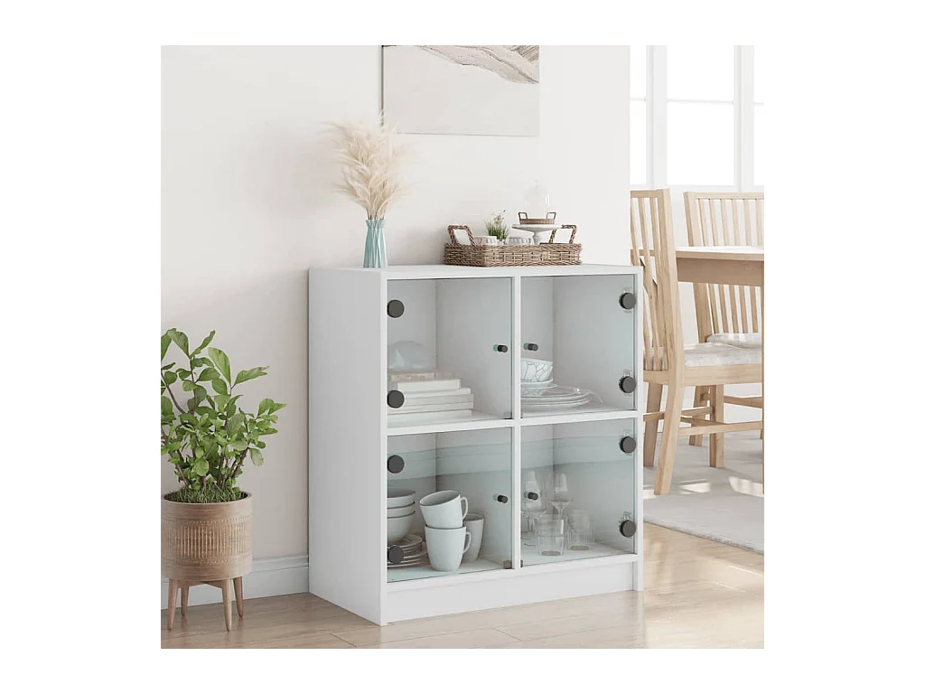 Armoire latérale avec portes en verre blanc 68x37x75,5 cm FR63438