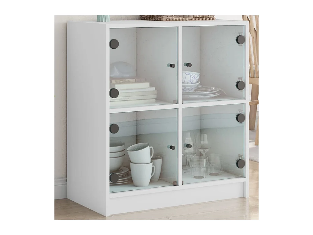 Armoire latérale avec portes en verre blanc 68x37x75,5 cm FR63438