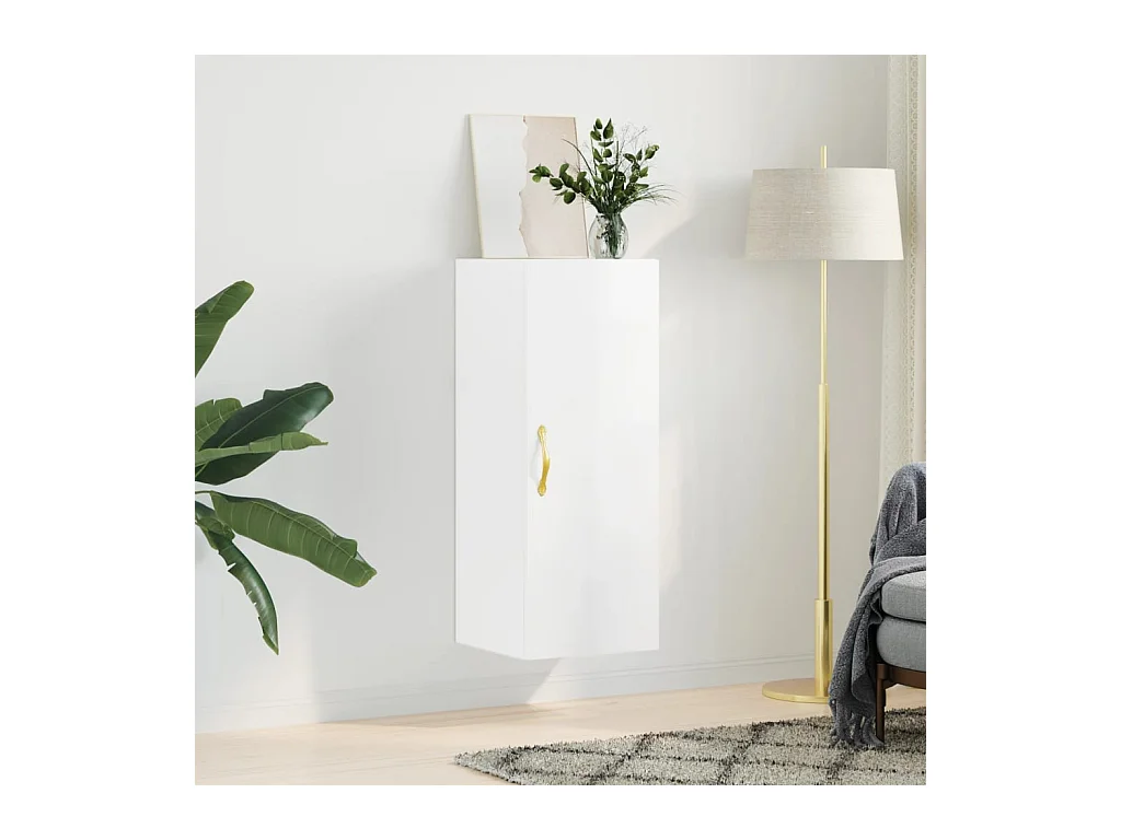 Armoire murale blanc brillant 34,5x34x90 cm FR64192