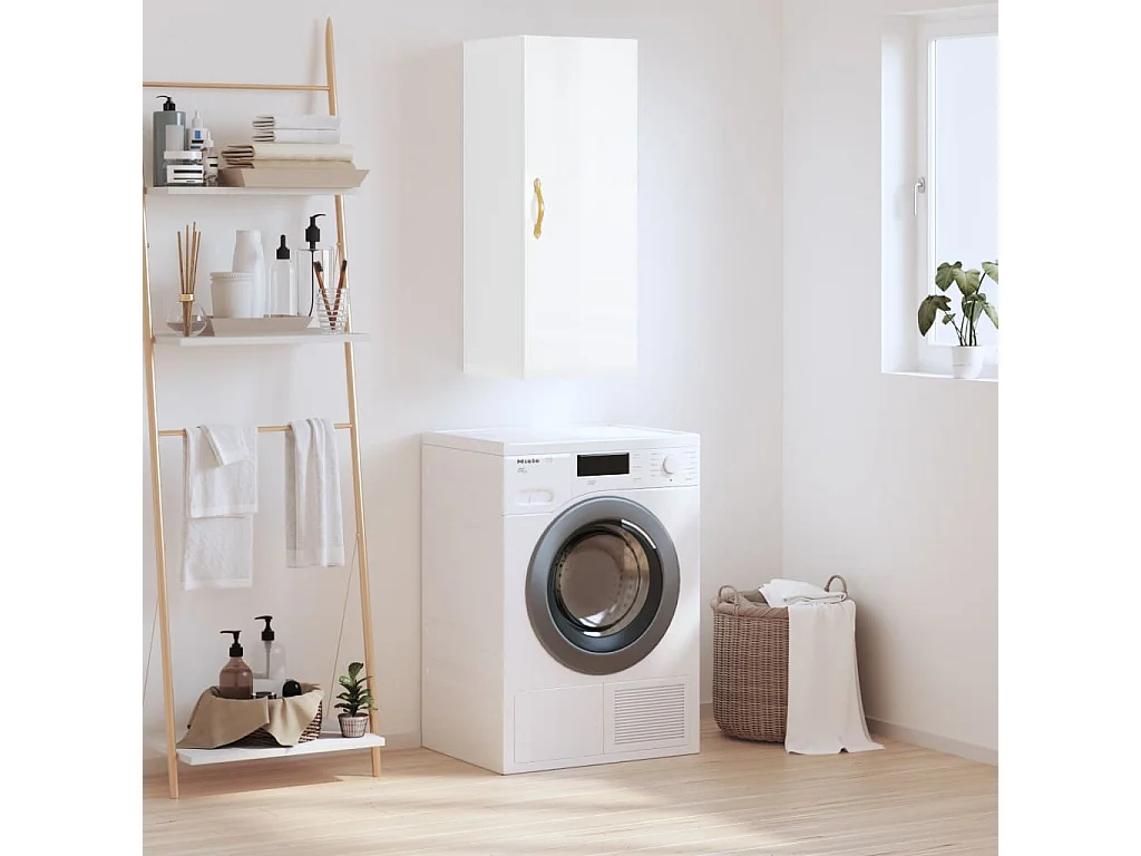 Armoire murale blanc brillant 34,5x34x90 cm FR64192