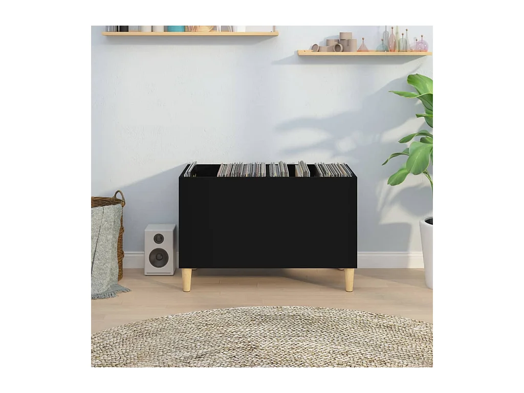 Platenkast 74,5x38x48 cm bewerkt hout zwart BE422749