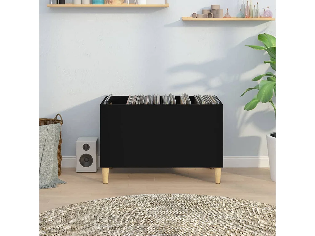 Armoire à disques noir 74,5x38x48 cm bois d'ingénierie FR97434