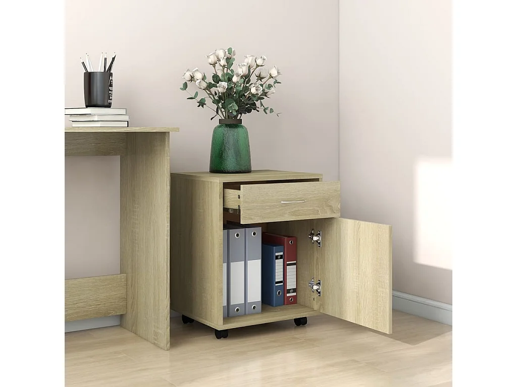 Armoire à roulettes Chêne sonoma 45x38x54 cm Bois d’ingénierie FR50754