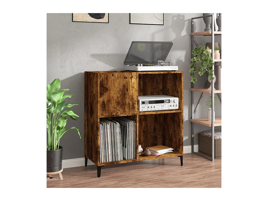 Armoire à disques chêne fumé 84,5x38x89 cm bois d'ingénierie FR83745