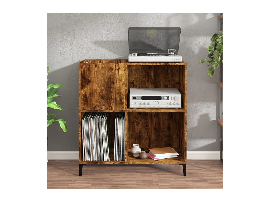 Armoire à disques chêne fumé 84,5x38x89 cm bois d'ingénierie FR83745