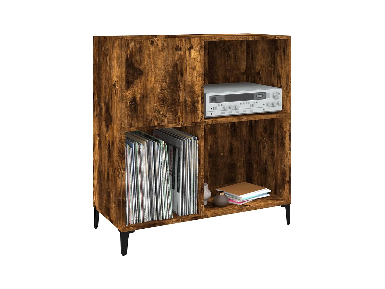 Armoire à disques chêne fumé 84,5x38x89 cm bois d'ingénierie FR83745