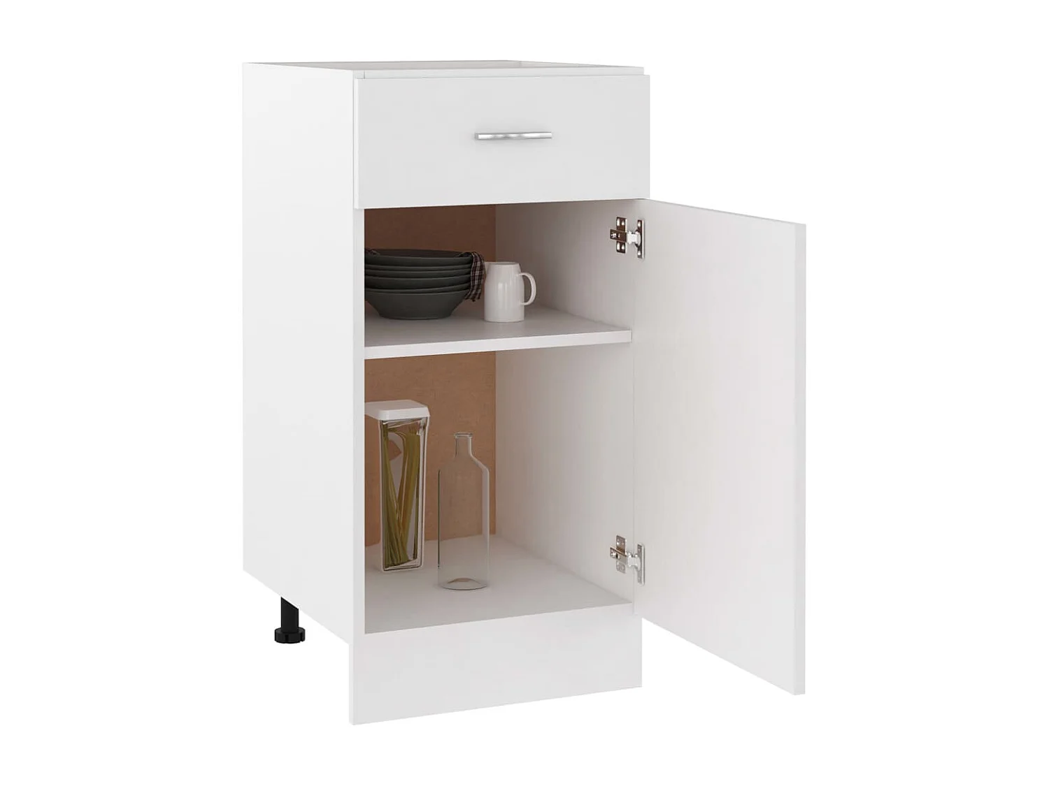 Armario bajo cajón cocina madera ingeniería blanca 40x46x81,5cm ES713004