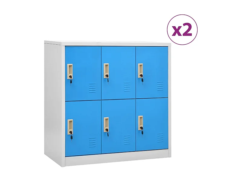 Armoires à casiers 2 pcs Gris clair et bleu 90x45x92,5 cm Acier FR55308
