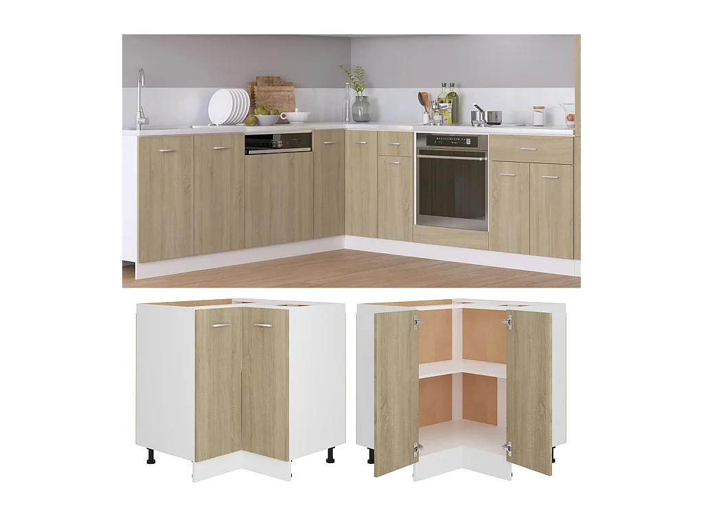 Armoire de plancher d'angle chêne sonoma 75,5x75,5x81,5 cm bois FR91030