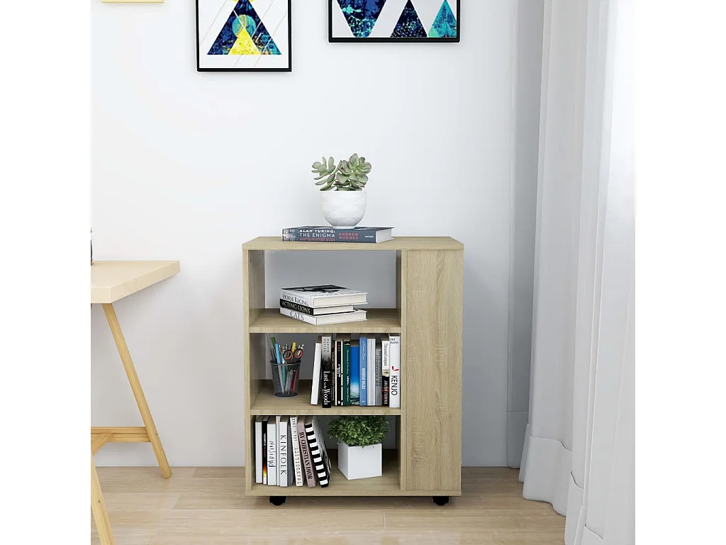 Armoire à roulettes Chêne Sonoma 60x35x75 cm Aggloméré FR89659